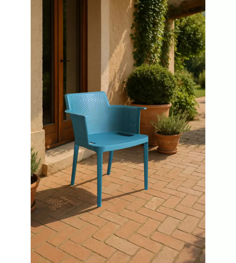 SEDIA DA ESTERNO IMPILABILE ELICA GARDEN "CATHY" IN POLIPROPILENE VERDE PETROLIO 60X58X76,5 CM